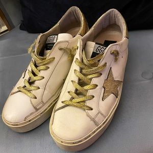 Golden Goose Leather Printed Sneakers